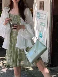 日韓風小眾設計 Ins 風薄荷綠女款腋下包，通勤、外出、日常購物，時尚極簡單肩腋下斜挎包 - 薄荷綠 - 查看 4