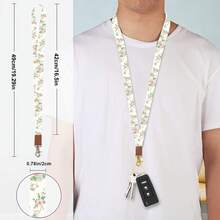 Key Lanyard, Long Neck With Metal Hook, Can Be Used To Hang ID Cards, Cute Lanyard Keychain - Spring Wildflowers - View 2