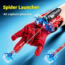 1pc Red Spider Web Toy Kit, Soft Suction Cup, Children's Spider Web Toy, Wrist Toy Kit, Pop-Up Toy Ata, Superhero Role Play Game, Wearable Canvas Glove, Spider Line Game, Grip Game, Exciting Launch Game, Spider Web Launcher Game - Multicolor - View 1