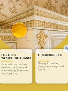 Jakehoe Weather-Resistant Water-Based Gold Paint, Decorative Gold Paint, Wear-Resistant, Corrosion-Resistant, Able To Maintain Its Golden Luster Long-Term And Give Items A High-End Texture, Extremely Convenient To Use: Apply Weather-Resistant Water-Based Gold Paint To Decorative Items With A Brush, Wait For The Surface To Dry, Then Apply A Second Coat And Let It Dry. - A - View 7