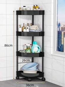 1pc Modern Style 3/4 Tier Triangle Storage Rack, Foldable, Assembly Required, Suitable For Bathroom, Kitchen, Cosmetics And Toiletries, Multi-Functional Storage Basket - Multicolor - View 5