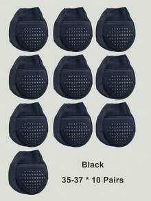 4/10/20 Pairs Women's Soft Padded Non-Slip Invisible Half Socks With Silicone Grip For Daily Casual Wear - Black - View 12