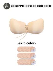 1-Piece Silicone Invisible Bra With Lift, Support, And Anti-Slip Adhesive Strips, Designed For Wedding Dresses And Halter Necklines. - Multicolor - View 14