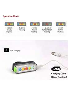 1pc USB Rechargeable Mountain/Road Bike Cycling Safety Warning Light Accessory, Bicycle Tail Light - White - View 5