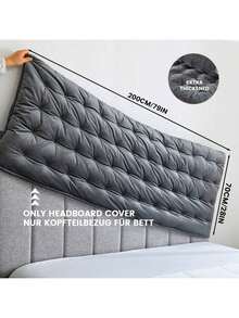 1PC Solid Color Bed Headboards Covers, High Elasticity Dustproof Protective Bed Headboard Slipcover, Skin-Friendly & Soft,For Single And Double Beds 1pc Thickened Linen Headboard Cover - Grey - View 14