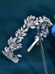 1件優雅水鑽手工髮箍 新娘髮飾 女士婚禮派對飾品 - 銀色 - 查看 3