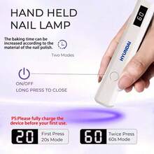HYUNDAI Secador de uñas portátil y mini, lámpara de uñas recargable y portátil, secador de uñas UV/LED con pantalla digital, luz de secado rápido de uñas, adecuado para uso diario al aire libre - Blanco - Ver 5