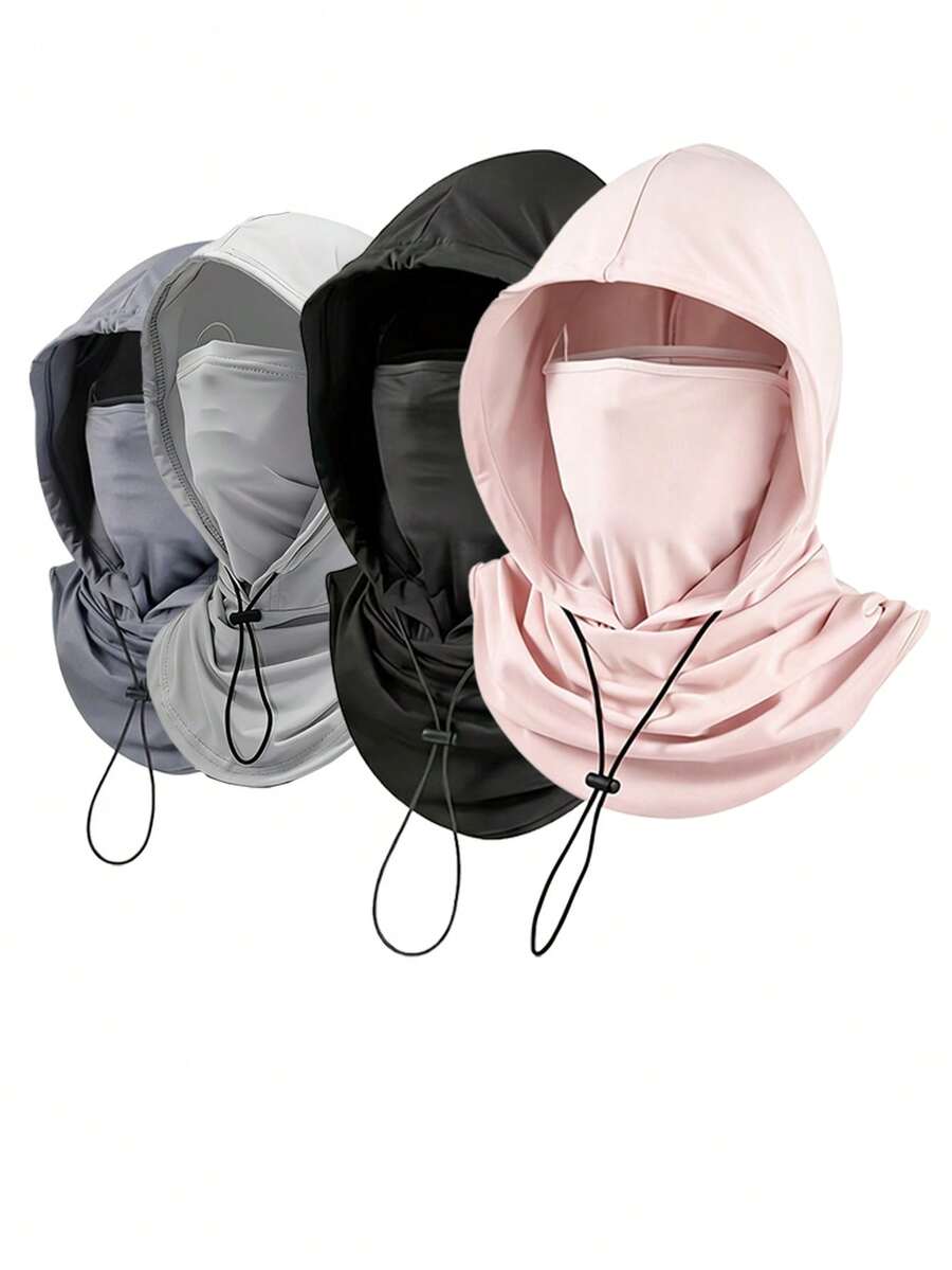 1pc Or 2pcs Unisex Balaclava Face Mask Head Cover, 3-In-1 Sweat-Wicking Quick-Dry Elastic Face Mask With Adjustable Drawstring, Suitable For Cycling, Motorcycle Riding, Running, Jogging, Sports, Hiking, Fishing, Outdoor Leisure - Multicolor - View 1
