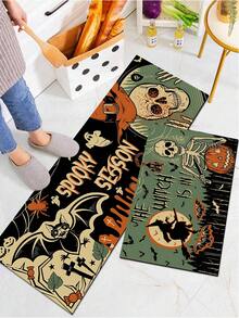 1/2pcs Halloween Vintage Skeleton Design Diatomaceous Earth Bath Mat, Super Absorbent, Non-Slip, Perfect For Bathroom, Kitchen And Dining Room, Quick Drying, Machine Washable, Perfect Gift For Home Decor And Bathroom Mat - Multicolor - View 8