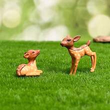 4pcs Cute Mini Deer Figurines, Resin Animal DIY Decor, Miniature Landscape Accessories, Suitable For Mini Flower Pots, Rock Gardens, Glass Jars, Indoor/Outdoor Gardens, Yards, Lawns And Home Desktop Decor - A - View 6