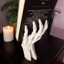 哥德式幽靈手書立 - 恐怖裝飾，適用於萬聖節、哥德式居家辦公室、書架展示 - 恐怖桌面裝飾 - 完美書架、桌面裝飾 - 恐怖愛好者的理想禮物、陰森書支架、暗黑氛圍 - 萬聖節熱賣款 - 查看 4