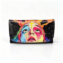 1PC Vintage Street Style Painted Portrait Leather Storage Bag, Multi-Compartment Design, Starry Bottom Print, Portable Smoking Accessories Organizer, Wear-Resistant PU Material, Carry-Along - 1PC - View 8