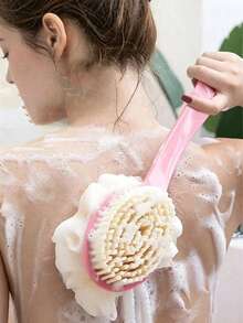 Extra Long Handle Exfoliating Brush, Suitable For Back Scrubbing, Bath Brush, Soft Bristles, Non-Slip Handle, Suitable For Hard-To-Reach Areas, Feet And Shoulders, Suitable For Home Bathroom SPA - Multicolor - View 2