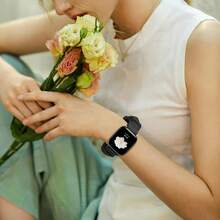 2pcs Solid Color Elastic Soft Hair Tie Band, Compatible With Apple Watch Band 49/45/44/42/41/40/38mm, Compatible With IWatch Series Ultra/SE/8/7/6/5/4/3/2/1 - Multicolor - View 3