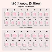 Beetles 180PCS Pink French Tip Press On Nails & Toenails, Short Square, 3 Hand Sets & 3 Toe Sets, 15 Sizes, Easy-To-Apply DIY Manicure Pedicure Kit For Beginners - Nails and Toenails - 查看 7