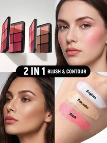 HANDAIYAN 12-Color Metallic Blush Palette, Long-Lasting High-Pigment Multi-Function Concealer, Highlighter, Suitable For Daily Makeup, Dating, Party, Autumn/Winter Face Painting And Y2K Style, Perfect Gift For Birthday And Valentine's Day, Carnival Essential - 01 - View 4