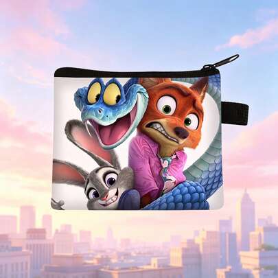 1PC Zootopia 2 Coin Purse, Cute Cartoon Characters Nick And Judy Coin Purse, Fashionable Minimalist Style Design, Zootopia Theme, Earphone Storage Bag | Multi-Functional Pendant Coin Purse Key Bag, Mini Storage Bag Zipper Small Wallet Coin Purse, Suitable For Daily Outings Travel, Coin Purse, Cosmetic Storage Bag, Can Store Lipstick, Skincare Products, Phone, Small Items, Home Gift, Holiday Multi-Functional Coin Purse, Valentine's Day, Birthday Gift, Holiday Party Gift, Ideal Gift