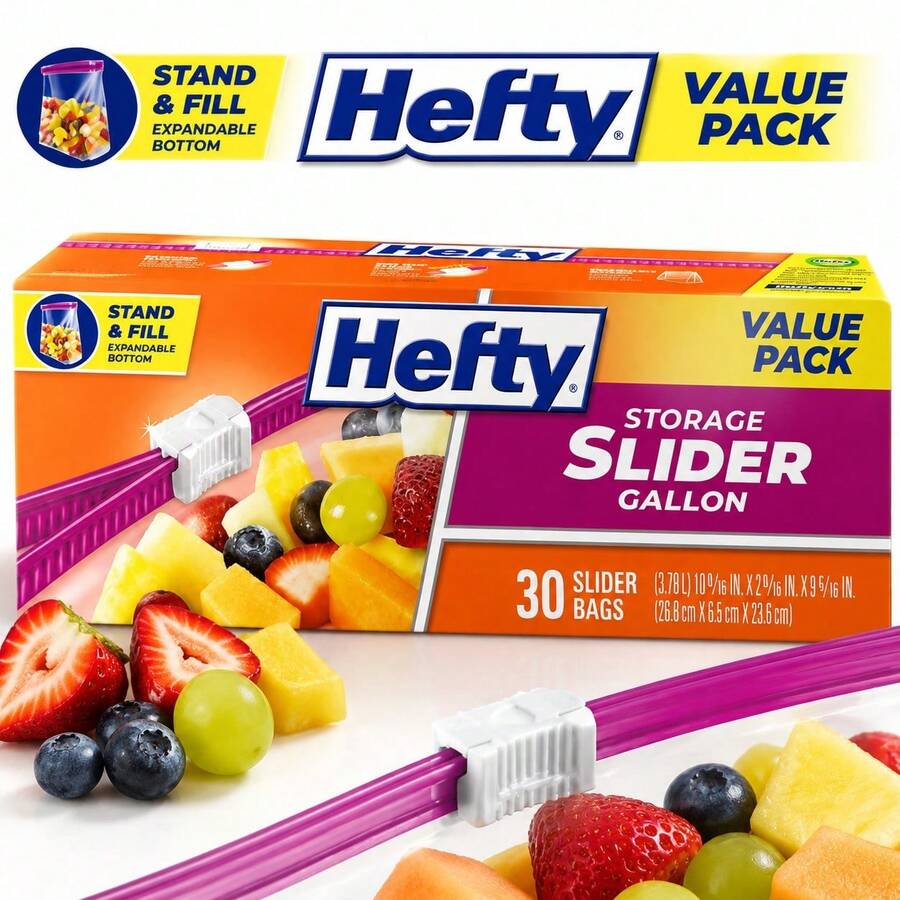 Gallon Food Storage Bags With Slider 30 Count Heavy Duty Leak Proof Resealable Freezer For Meat Vegetables Soups Meal Prep Bulk - 30-pack - View 1