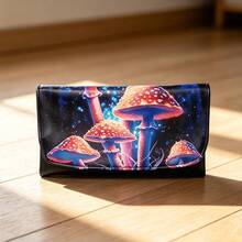 1PC Neon Mushroom PU Storage Bag, Subculture Handbag With Multiple Card Slots, Smoking Accessories Organizer, Portable Rolling Tool Bag, Multi-Functional Fantasy Mushroom Portable Card Holder, Multi-Compartment Carry-On Storage - 1PC - View 7