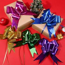 10pcs Multicolor Pull Bow Ribbon Pre-Made Floral Bow Ribbon For Gift Wrapping, Birthday Wedding Christmas Decoration, Easy DIY Bow Making Supplies - Latte Art - View 4