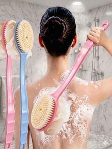 Extra Long Handle Exfoliating Brush, Suitable For Back Scrubbing, Bath Brush, Soft Bristles, Non-Slip Handle, Suitable For Hard-To-Reach Areas, Feet And Shoulders, Suitable For Home Bathroom SPA - Multicolor - View 1
