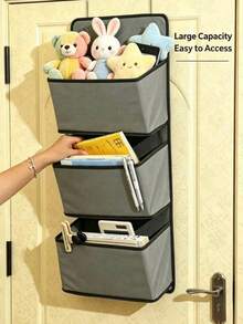1pc 3-Tier M Size Hanging Storage Bag, Multiple Sizes Available, Includes Metal Hook, Foldable, Suitable For Dorm Bedside Hanging Storage, Used For Storing Underwear And Toys - Multicolor - View 6