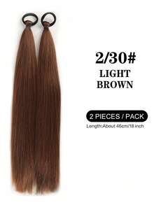 2 Packs Long Straight Ponytail Hair Extensions With Elastic Band, DIY Braided Ponytail, Suitable For Women And Girls, Black And Brown Synthetic Hair - Multicolor - View 12