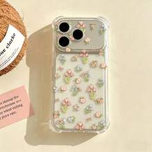 1 buah Casing Ponsel Anti Jatuh Motif Bunga Persegi Ins, Kompatibel dengan 17 16 15 14 13 12 11 Pro Max, Pelindung Ponsel Transparan Tahan Air, Tahan Guncangan, dan Tahan Gores - MultiWarna - View 4