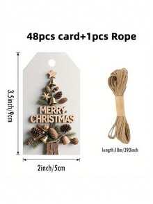 1/2 Set Of Christmas Decoration Hanging Cards, Gift Tags, Packaging Labels, Party Greeting Cards, Gift Packaging Tags, Pine Tree Pattern Made Of Pine Cones Jute Rope Tag Pendant Card Hanging Decoration Greeting Card, An Excellent Choice For Gifting. - Multi-color - View 12