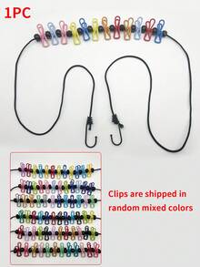 1pc Retractable Portable Clothesline Set With 12 Clips, Suitable For Indoor Outdoor Drying, Camping Travel Essential, Laundry Accessories, Home Organization, Compact Storage, Dorm Room - Multicolor - View 13