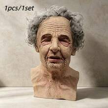 1pc/Role-Playing Funny Mask Headgear - Simulated Old Lady Headgear - Suitable For Party Role-Playing Props. - Multicolor - View 12