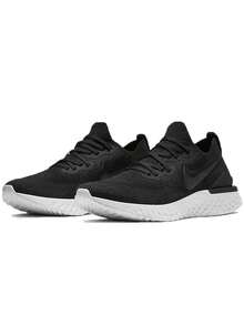 Nike Epic React Flyknit 2 Men's Running Shoes, Black/White Knit Cushioned Athletic Shoes For Road Training - Default - View 4