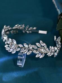 1件優雅水鑽手工髮箍 新娘髮飾 女士婚禮派對飾品 - 銀色 - 查看 6
