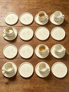 1/2/5pcs Neutral Minimalist Style Drink Coasters, Embossed Texture Round Coasters, Suitable For Coffee Cups, Living Room Kitchen Bar Counter Home Desktop Decoration, Practical Housewarming Gift, Home Decor Gift For Family And Friends - Multicolor - View 6
