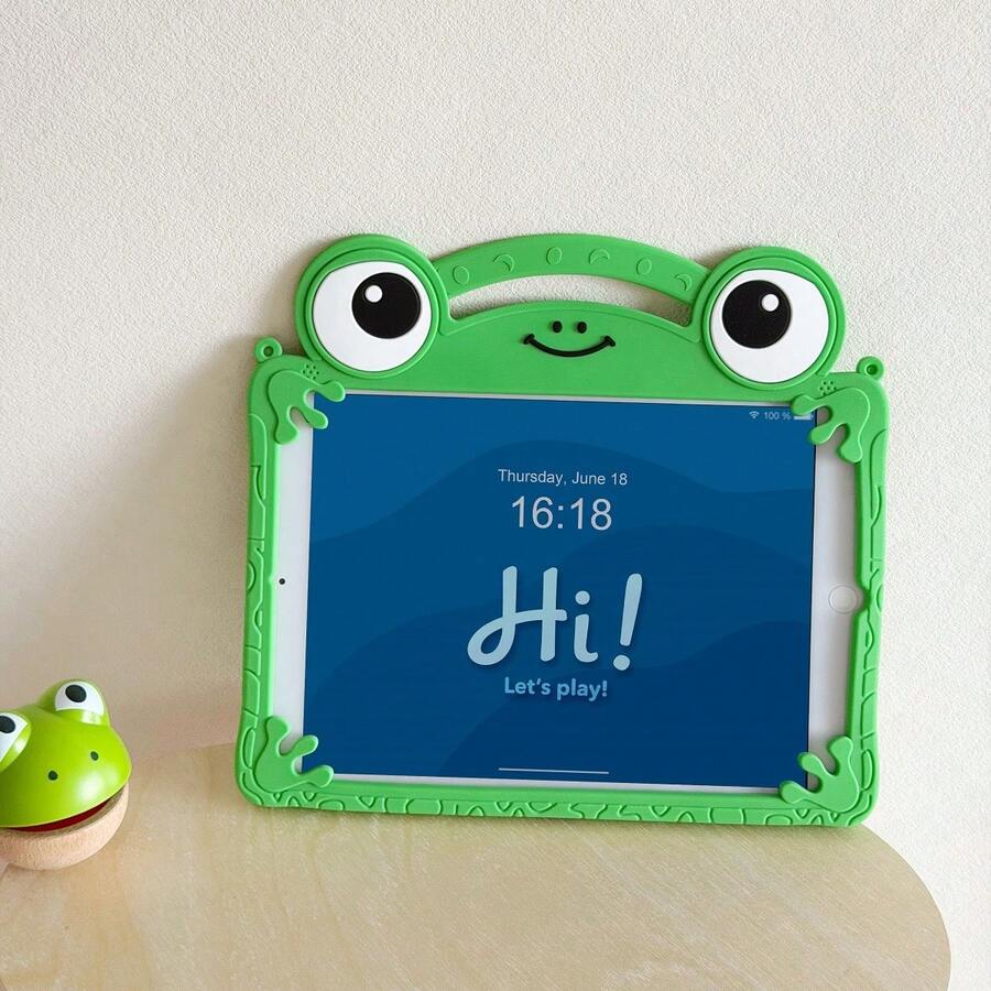 Lolla 1pc Cute Frog Silicone Protective Case Compatible With Ipad 7/8/9 Tablet Shell 2022 Apple Air 5/4/3 9th Gen 10.2 Pro 11 Full Coverage 2025 New Air 6/A7/8/9/11/() Pad SE 11 Inch/ Matepad SE 11 Inch