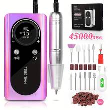 ICEWLESS Professional 45,000 RPM Electric Nail Drill, Rechargeable Portable Electric File Set, Low Noise & Low Vibration Nail Tool, Suitable For Gel Nails, Salon & Home Use, With High Definition Touch Screen Display, 1600mAh - Multicolor - View 14