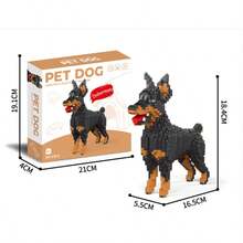 1pc Cartoon Building Block Pet Dog (Teddy/Schnauzer/Doberman/Husky/Dachshund/Poodle/Golden Retriever) 3D Puzzle DIY Creative Educational Building Block Model - Home Decor And Birthday Gift - Multicolor - View 2