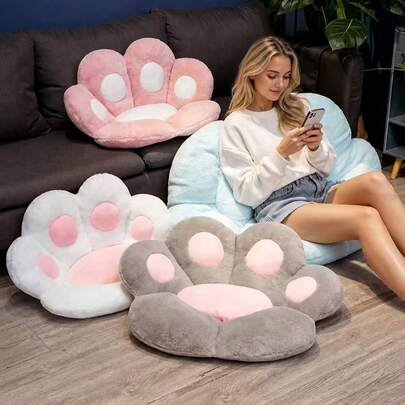 1 Buah Bantal Kursi Plush Berbentuk Cakar Kucing Lucu, Bantal Lantai Empuk dan Lembut, Bantal Sandaran Sofa yang Nyaman, Cocok untuk Dekorasi Kamar Tidur, Kantor, Asrama, Tersedia 4 Warna