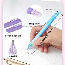 5/50pcs Morandi Stationery Set, Back To School Essentials, Large Capacity Pencil Case, Black Neutral Pen, Morandi 0.5mm Mechanical Pencil, Colorful Highlighter, Sticky Notes, Eraser, Ruler, Cute Office & School Supplies, Unisex, Learning Supplies - Multicolor - View 8