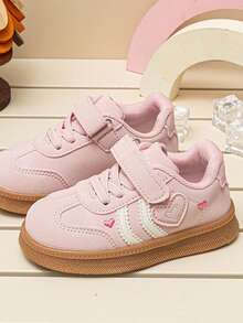 Back To School Heart Design Student Sneakers, Comfortable Fashionable Breathable Lightweight Sports Shoes - Pink - View 4
