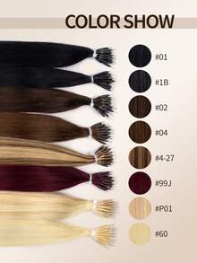 Nano Ring Hair Extensions Human Hair, 16-22 Inch, 25g 25 Strands, Cold Fusion Extensions, Low Visibility Nano Beads, Seamless Blend For Length And Volume With Hair For Women, Perfect For Daily, Party And Wedding Hairstyles - Multicolor - View 1