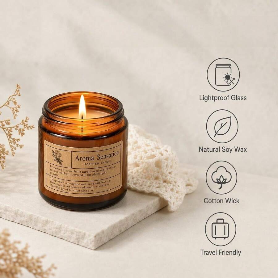 Aromatherapy Candle 4-Piece Set/1-Piece Set, Soy Wax, Plant Fragrance, Anniversary Celebration, Rich Floral Fragrance, Wedding, Valentine's Day Gift, Work, Birthday Gift, Party, Living Room Decoration And Other Scenes. Exquisite Gift Candles - Brown - View 1