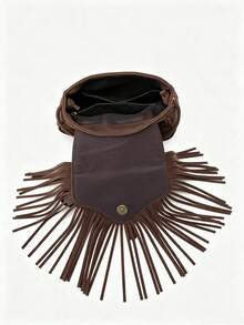 MIYIN Women's Fashion Envelope Bohemian Style Crossbody Bag, PU Flap Tassel Small Handbag Shoulder Bag, Street Retro Personalized Tassel Multi-Layer Crossbody Bag, Suitable For Street, Party, Gathering, Western Style Occasions, Perfect For Rodeo Performances And Other Occasions. - Coffee Brown - View 7