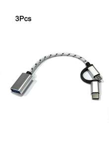 1pc 2 In 1 OTG Cable Adapter - Grey - View 7