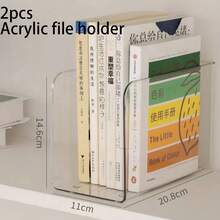 1/2/3pcs Acrylic Transparent Bookends, High Aesthetic, Multi-Compartment Design, Clear Visibility, Suitable For Desk Storage, File Organization, Study Room Decor, Office, School, Can Be Used As Christmas Gift, Back To School Season, School Opening Season - A - View 12