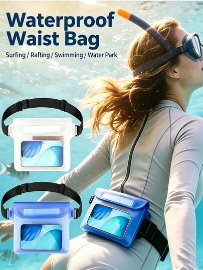 Large Capacity PVC Waterproof Waist Bag & Beach Bag, Waterproof Phone Pouch, Summer Outdoor Sports Waterproof Bag, Triple-Sealed Waterproof Crossbody Waist Bag, Waterproof Dry Bag, Outdoor Sports Beach Phone Protective Case,