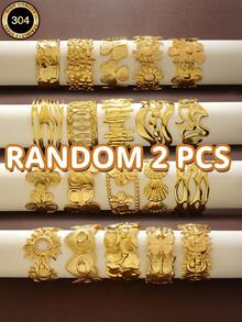 VceTd Random 12/8/3PCS Multiple Styles Stainless Steel Women's Bracelets Suitable For Daily Wear/Commute/Vacation - Yellow Gold - View 7