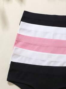 5件組女款中腰高彈性性感隱形T-Back丁字褲 大尺碼運動健身內褲 - 彩色 - 查看 3