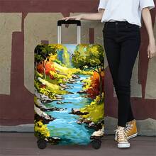 1PC Scenic Forest And Stream Print Luggage Cover. Fits Suitcases From 18 To 32 Inches; Effectively Protects Your Luggage - View 1
