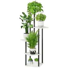 Bluelander Soporte para Plantas 108*24*24 cm, Soporte para Flores de 5 Niveles, Soporte para Plantas Interior, Estante para Plantas Capacidad de 15 a 20 kg, Mueble para Plantas, Plantas Blanco/Negro - Multicolor - Ver 1